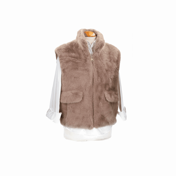 Chaleco pelo corto camel