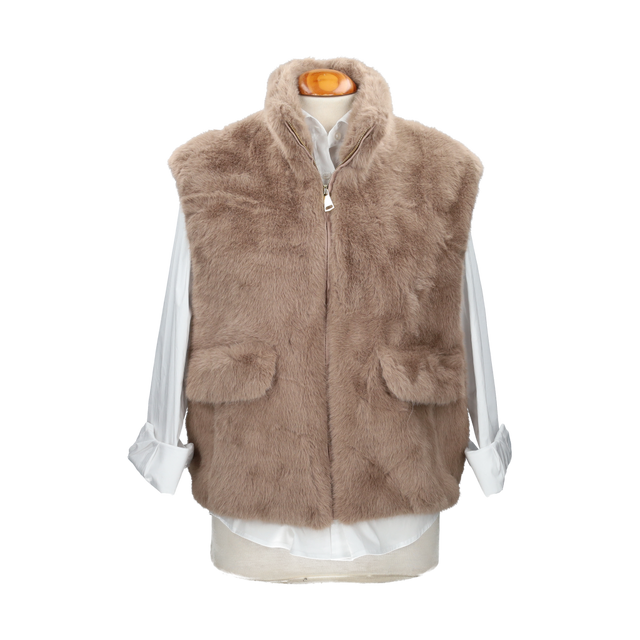Chaleco pelo corto camel