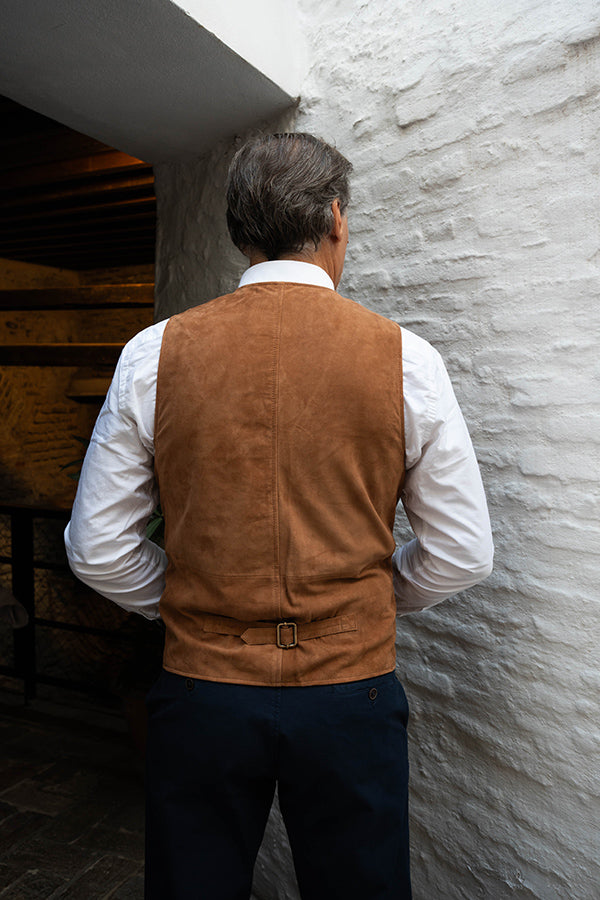 Chaleco piel vuelta camel