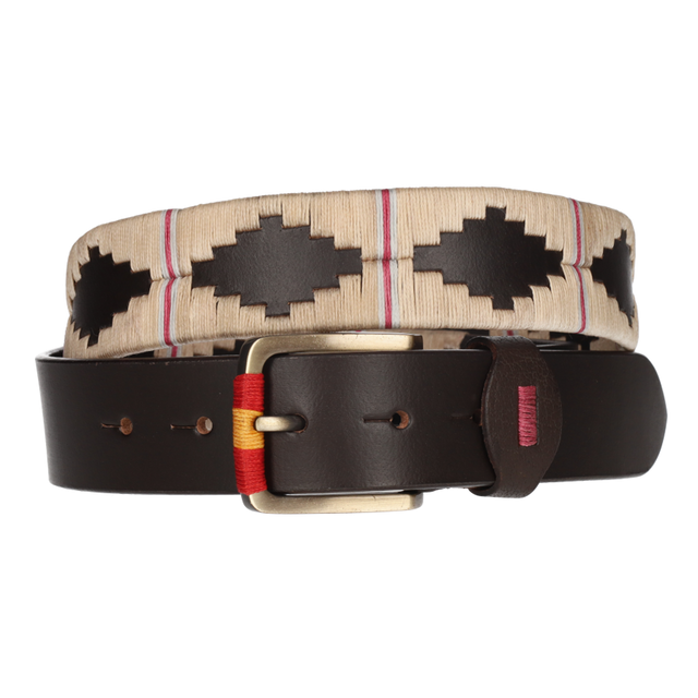 CINT. MARRON BORDADO BEIGE