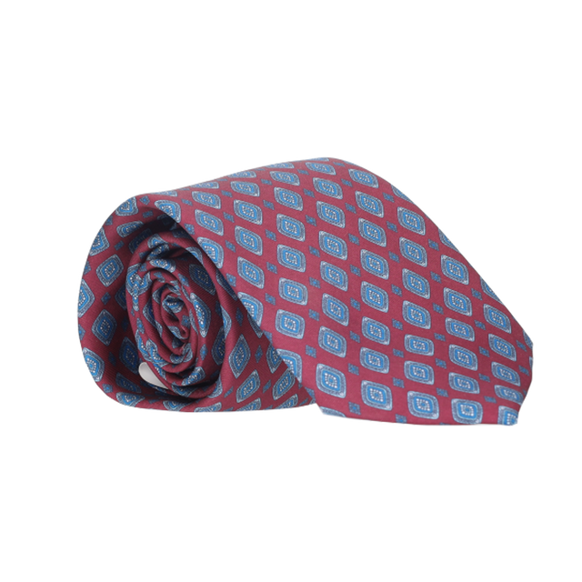 Cravate bordeaux publicitaire. Bleu clair.