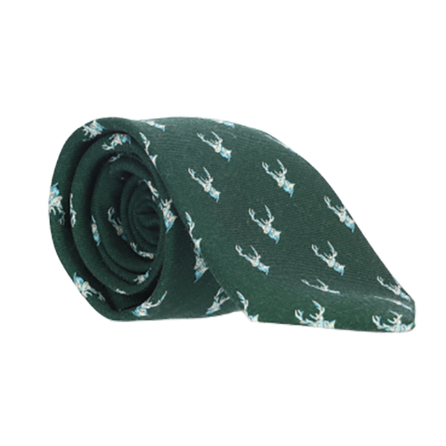 GREEN WOOL TIE WITH DEER