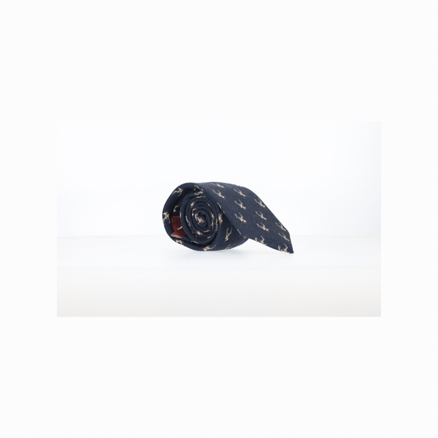 NAVY WOOL TIE WITH DEER