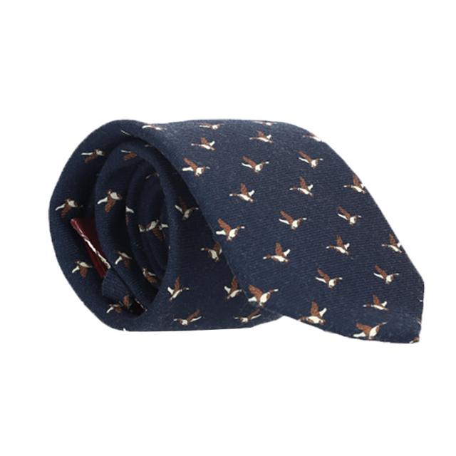 NAVY WOOL TIE GEESE