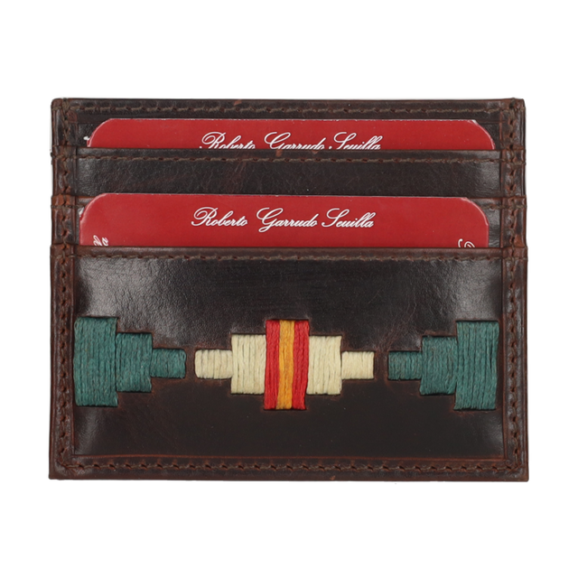 TARJETERO BORDADO VERDE-BEIGE B/E