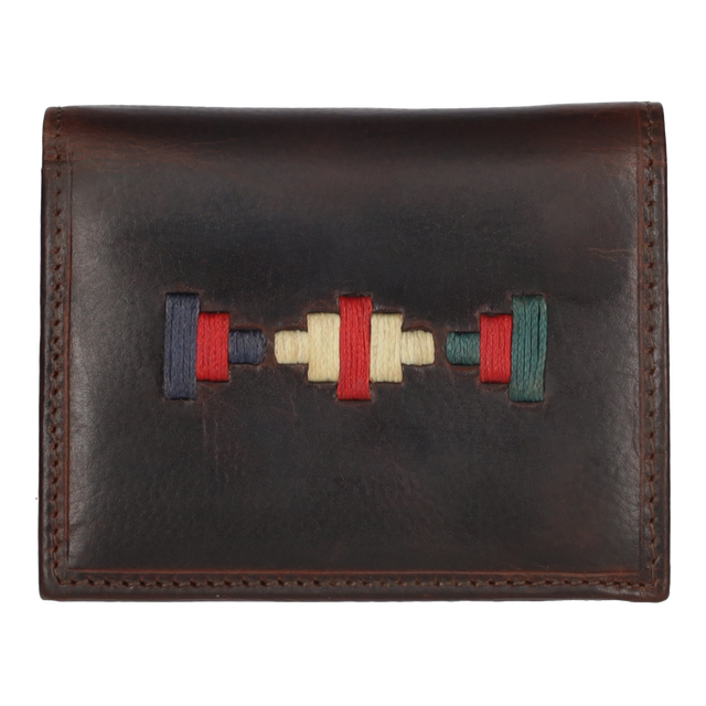 PORTEFEUILLE BRODÉ BLEU-BEIGE-VERT