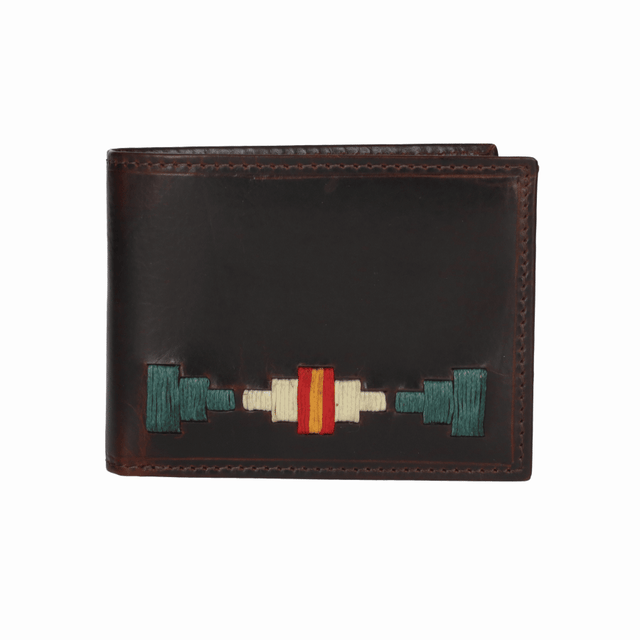 EMBROIDERED COIN WALLET GREEN-BEIGE B/E