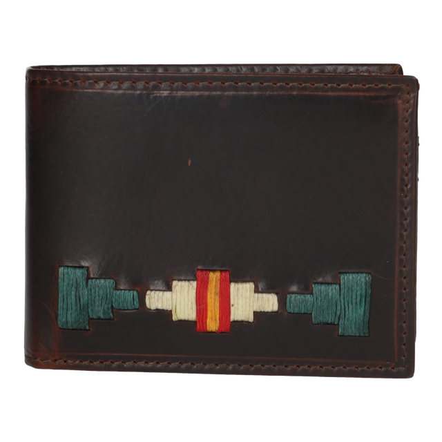 EMBROIDERED COIN WALLET GREEN-BEIGE B/E