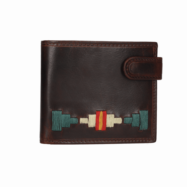 CARTERA BOTON BORDADO VERDE-BEIGE B/E