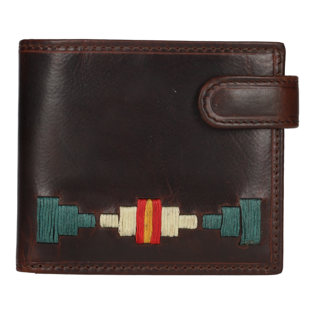 CARTERA BOTON BORDADO VERDE-BEIGE B/E