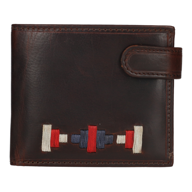 CARTERA BOTON BORDADO BEIGE-AZUL