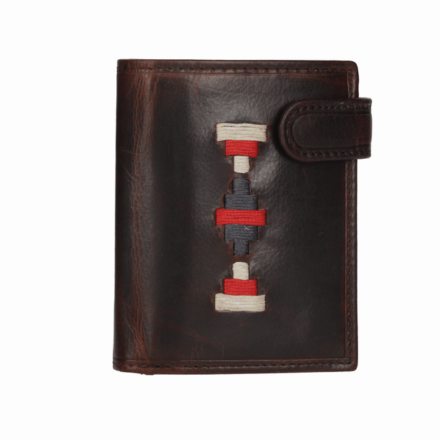 CARTERA BOTON VERTICAL BEIGE-AZUL