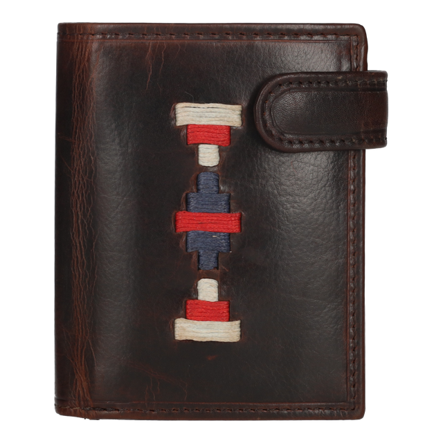 CARTERA BOTON VERTICAL BEIGE-AZUL