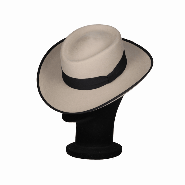 GAMBLER WOOL SAND BLACK RIBBON