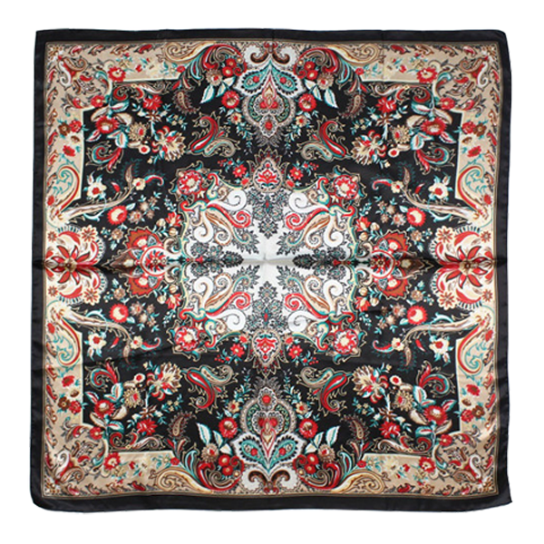 PAÑUELO NEGRO JARDIN DE FLORES