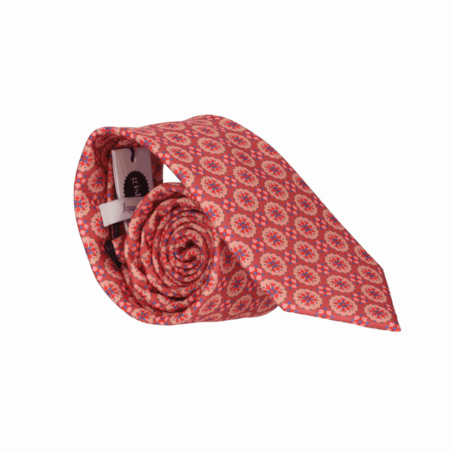 CORBATA CIRCULO FLOR CORAL