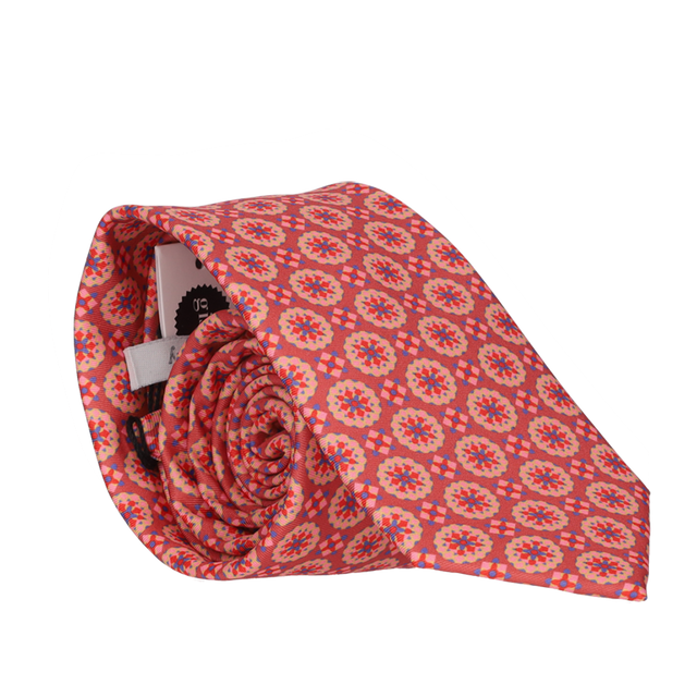 CORBATA CIRCULO FLOR CORAL