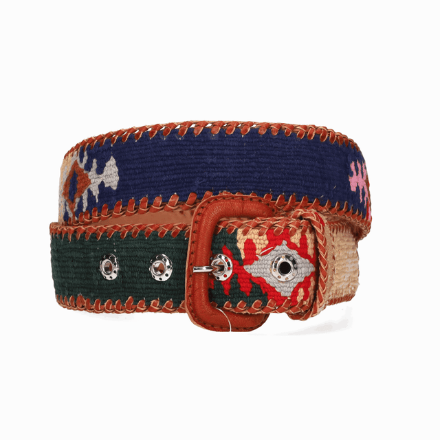 CINTURON NAIF AZUL-BEIGE-BURDEOS