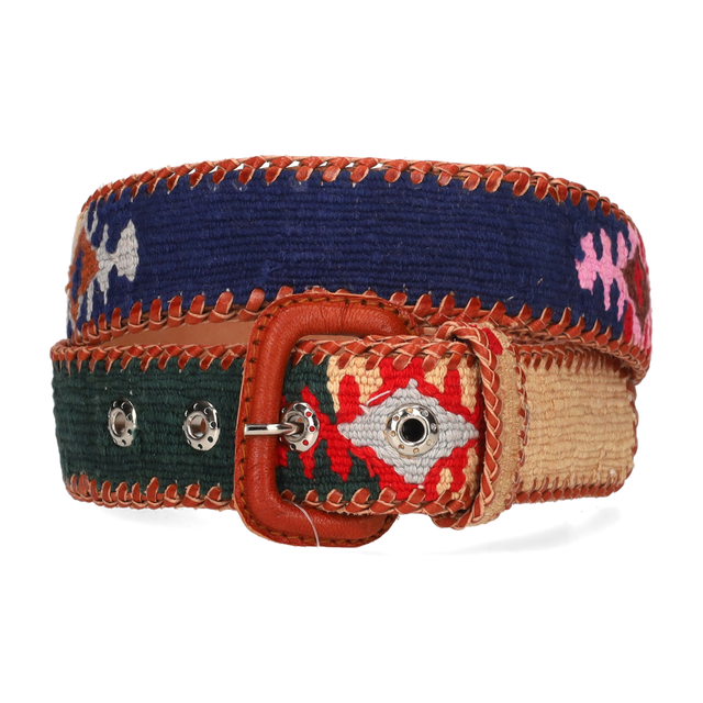 CINTURON NAIF AZUL-BEIGE-BURDEOS