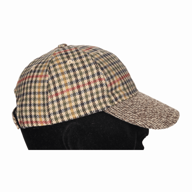 GORRA VISERA CUADROS BEIGE