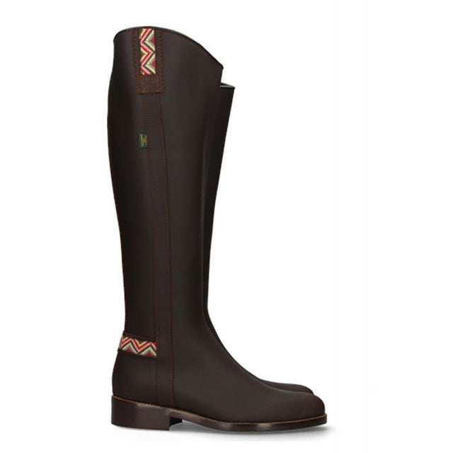 Bota Hípica Cremallera Castaña Cinta Étnica Valverde del Camino