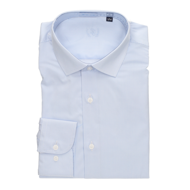 CAMISA RAYAS CELESTE VESTIR DOBLE PUÑO