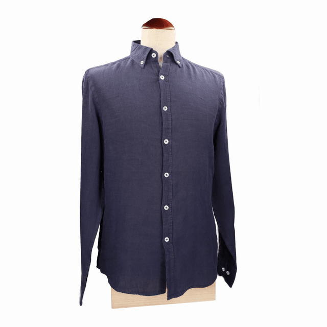 CAMISA BOTÓN LINO MARINO