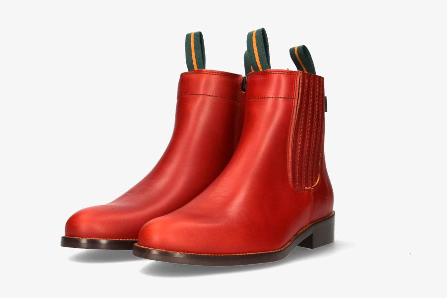 Bota Corta Fuelle Plisado Ternera Coñac Valverde del Camino