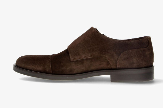 Brown Suede Double Buckle Shoe