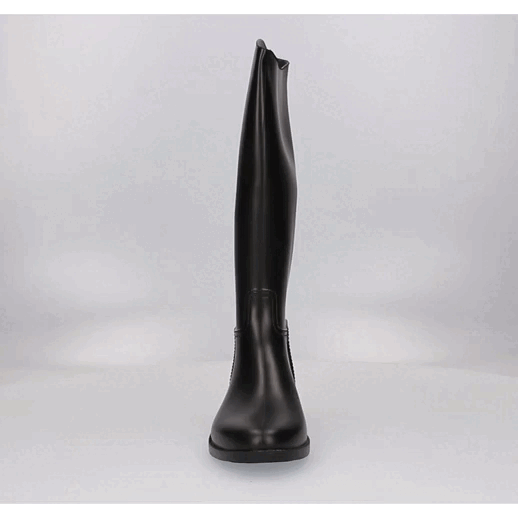 Unlined black rubber equestrian boot