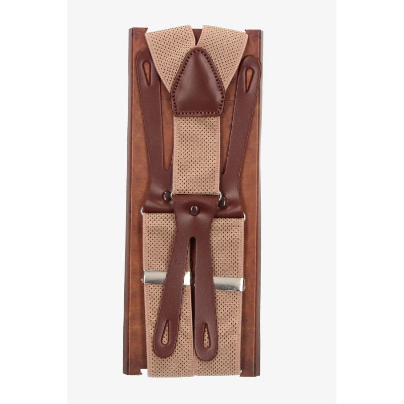 Beige Dot Elastic Suspenders 35 mm