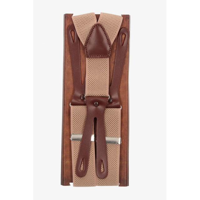 Beige Dot Elastic Suspenders 35 mm