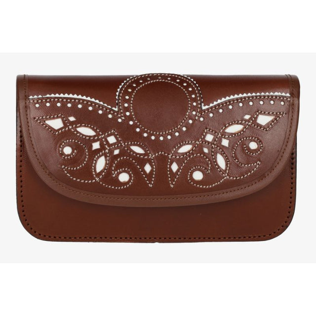 Bolso rociero bordado hilo blanco