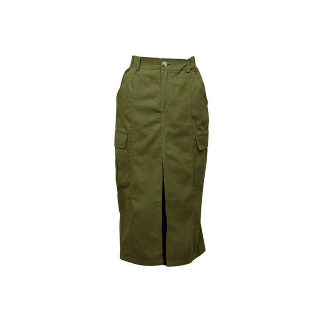 Khaki Midi Denim Skirt