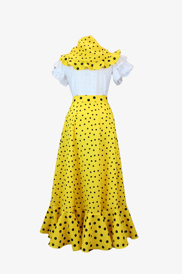 Jara Set in Yellow with Polka Dots