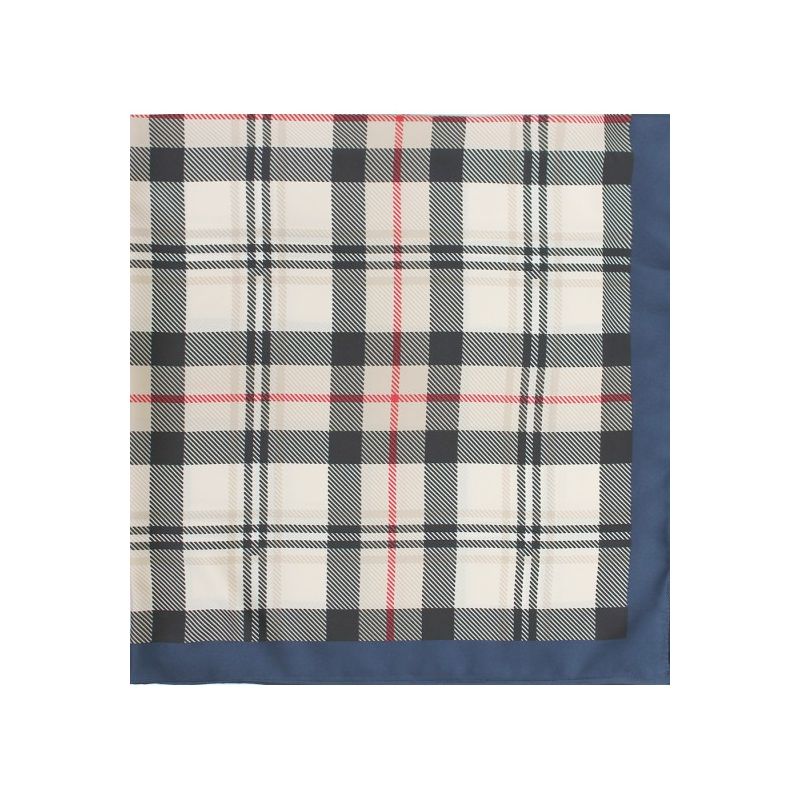 Écharpe à double carreaux avec bord bleu