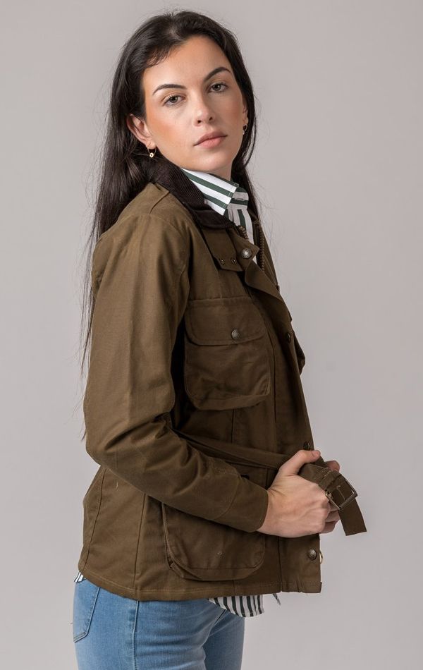 Veste cirée à poches camel