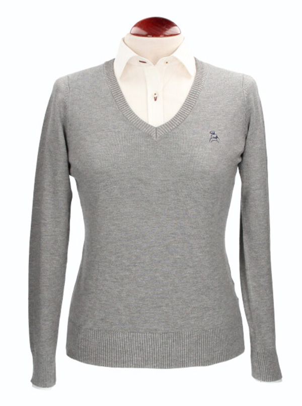 Pull gris à col en V