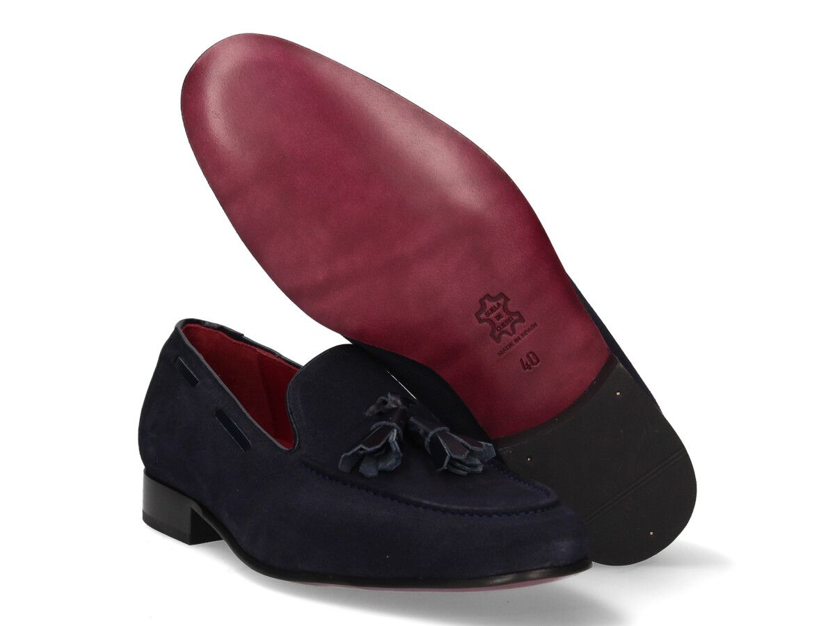 Burgundy Tuft with Navy Suede Tassels