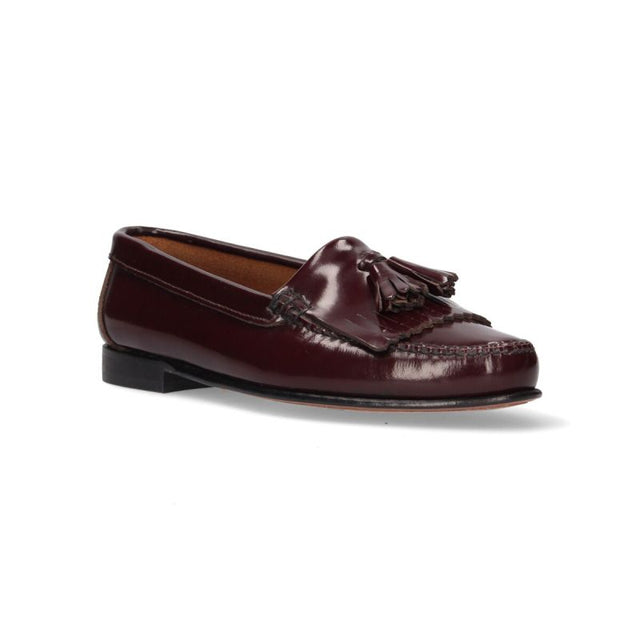 Women's Moccasin with Fringe and Tassels in Burgundy
