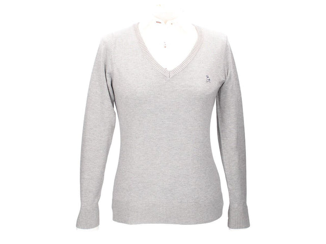 Pull gris à col en V