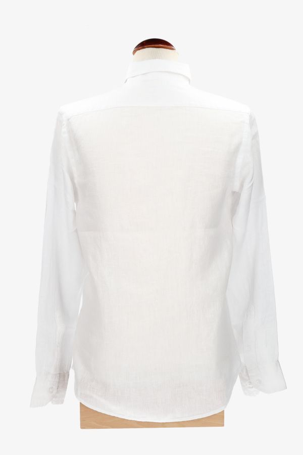 WHITE LINEN BUTTON-DOWN SHIRT