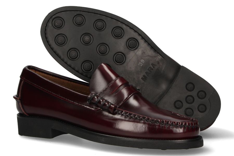 Burgundy Masked Moccasin with Rubber Sole