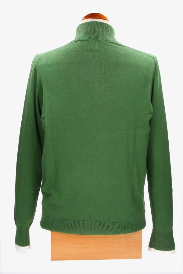 Pull basique vert à col zippé