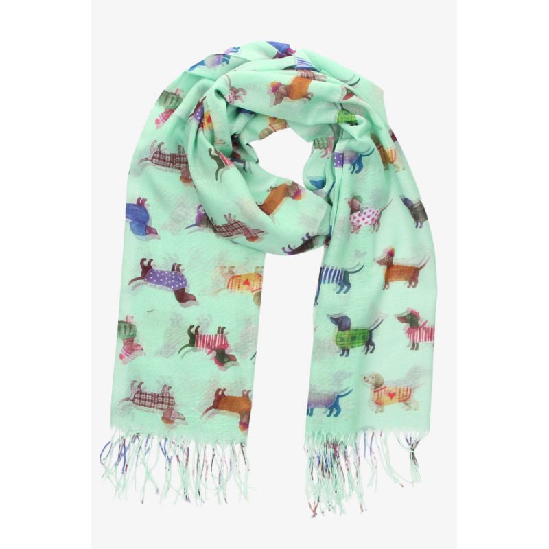 Light Green Dog Fringed Scarf