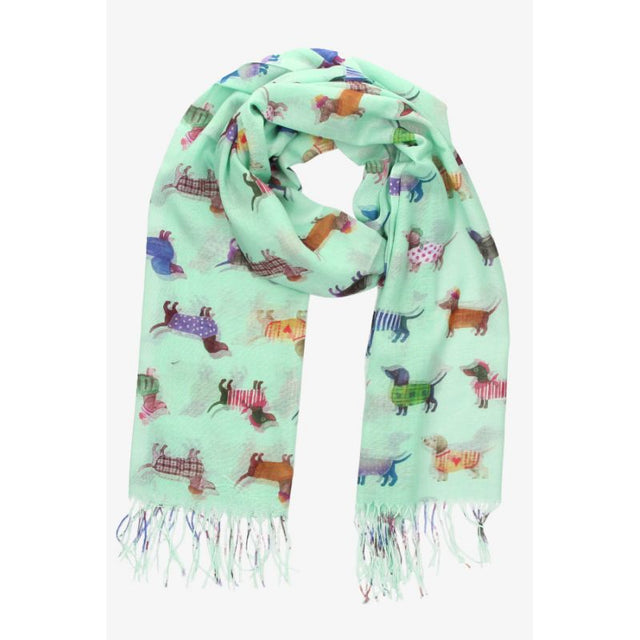 Light Green Dog Fringed Scarf
