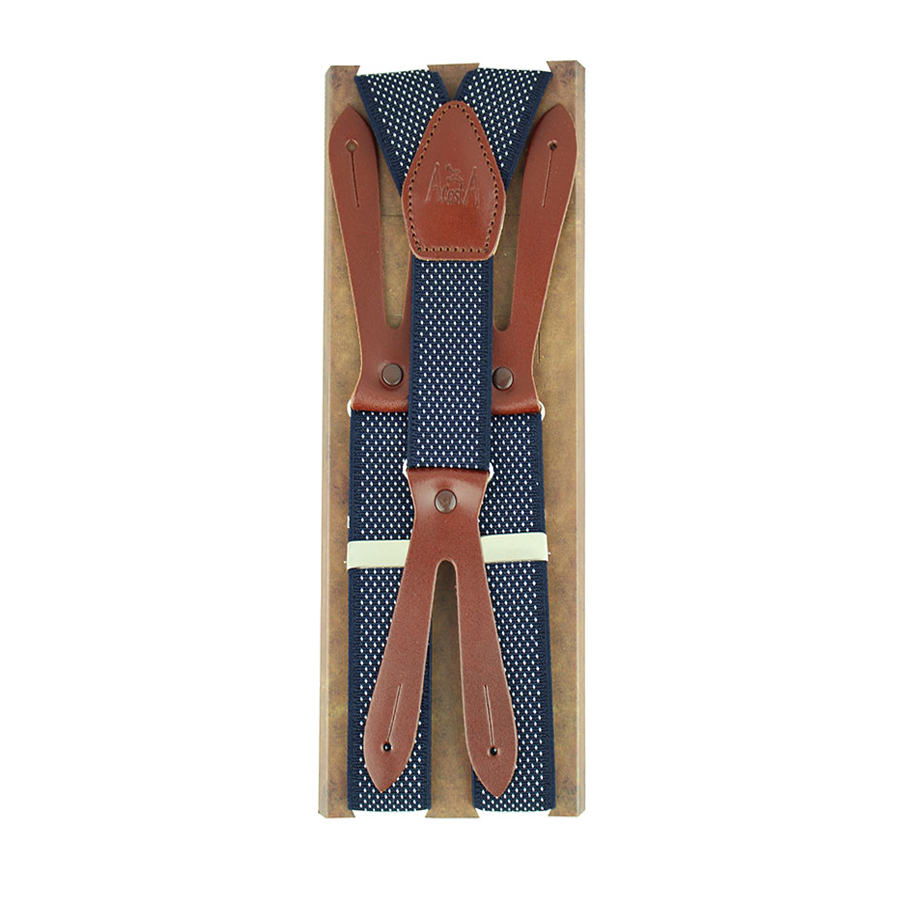 Blue dotted elastic suspenders for boys, 25 mm