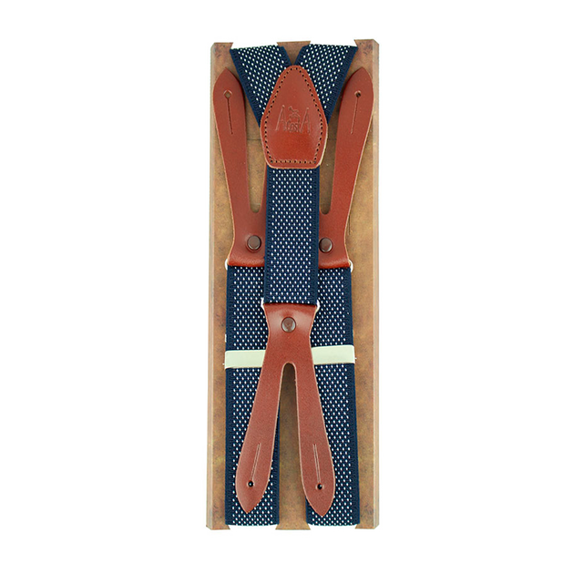Blue dotted elastic suspenders for boys, 25 mm
