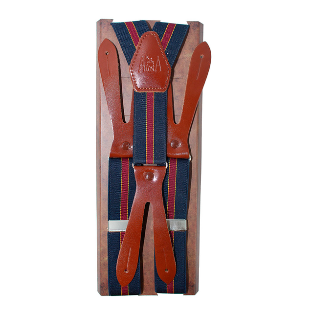 Blue-burgundy elastic suspenders 30 mm