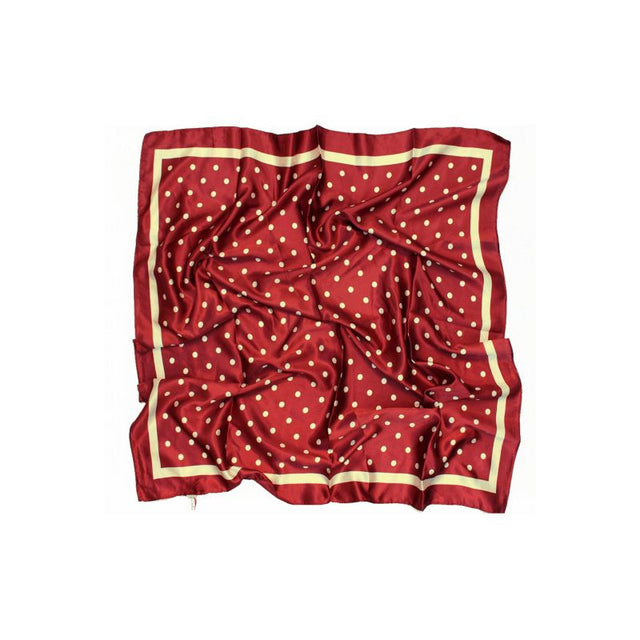 Écharpe bordeaux à pois jaunes